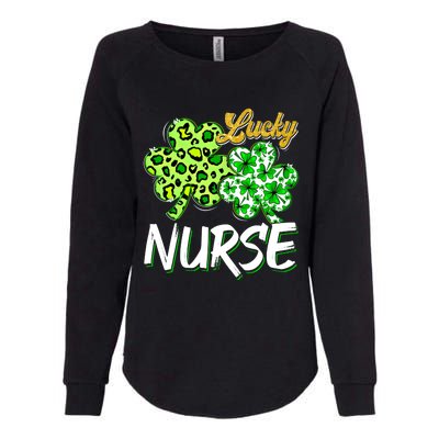 Lucky Nurse St Patricks Day Love Nurse Life Leopard Shamrock Gift Womens California Wash Sweatshirt