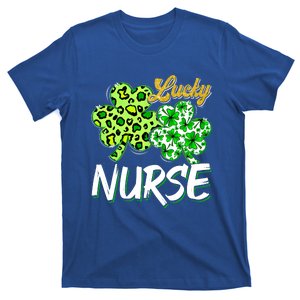 Lucky Nurse St Patricks Day Love Nurse Life Leopard Shamrock Gift T-Shirt