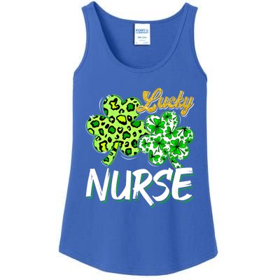 Lucky Nurse St Patricks Day Love Nurse Life Leopard Shamrock Gift Ladies Essential Tank