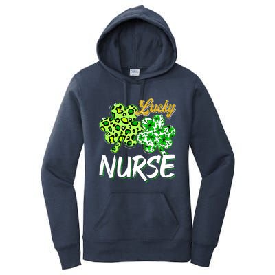 Lucky Nurse St Patricks Day Love Nurse Life Leopard Shamrock Gift Women's Pullover Hoodie