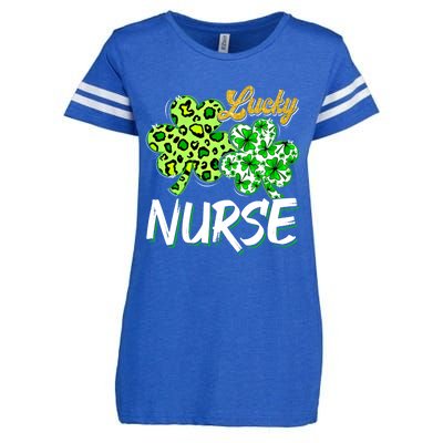 Lucky Nurse St Patricks Day Love Nurse Life Leopard Shamrock Gift Enza Ladies Jersey Football T-Shirt