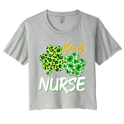 Lucky Nurse St Patricks Day Love Nurse Life Leopard Shamrock Gift Women's Crop Top Tee