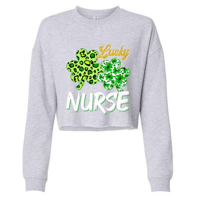 Lucky Nurse St Patricks Day Love Nurse Life Leopard Shamrock Gift Cropped Pullover Crew