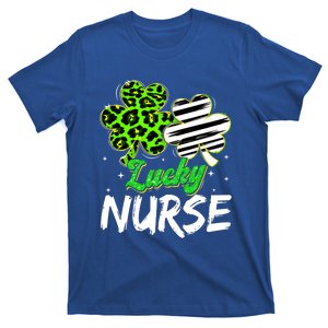 Lucky Nurse St Patricks Day Love Nurse Life Shamrock Leopard Gift T-Shirt