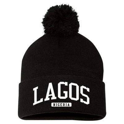 Lagos Nigeria Style Pom Pom 12in Knit Beanie