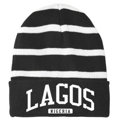 Lagos Nigeria Style Striped Beanie with Solid Band