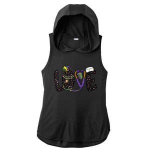 Love Nurse Stethoscope Leopard Fat Tuesday For Mardi Gras Gift Ladies PosiCharge Tri-Blend Wicking Draft Hoodie Tank