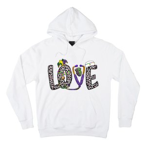 Love Nurse Stethoscope Leopard Fat Tuesday For Mardi Gras Gift Hoodie