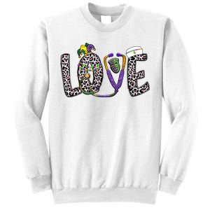 Love Nurse Stethoscope Leopard Fat Tuesday For Mardi Gras Gift Sweatshirt