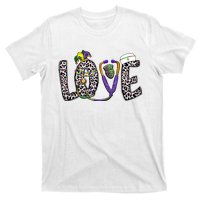 Love Nurse Stethoscope Leopard Fat Tuesday For Mardi Gras Gift T-Shirt