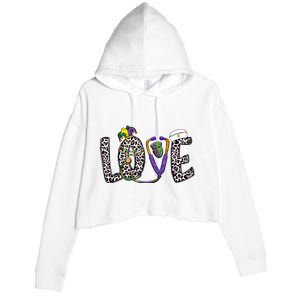 Love Nurse Stethoscope Leopard Fat Tuesday For Mardi Gras Gift Crop Fleece Hoodie