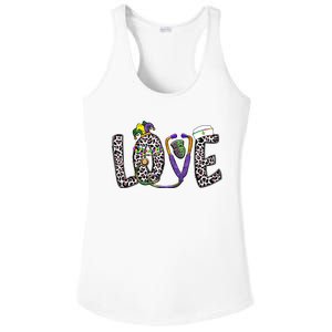 Love Nurse Stethoscope Leopard Fat Tuesday For Mardi Gras Gift Ladies PosiCharge Competitor Racerback Tank