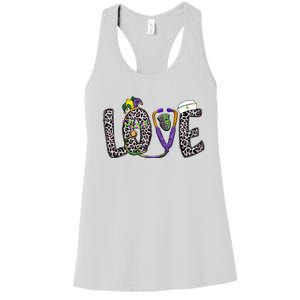 Love Nurse Stethoscope Leopard Fat Tuesday For Mardi Gras Gift Women's Racerback Tank