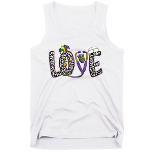 Love Nurse Stethoscope Leopard Fat Tuesday For Mardi Gras Gift Tank Top