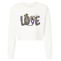 Love Nurse Stethoscope Leopard Fat Tuesday For Mardi Gras Gift Cropped Pullover Crew