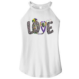 Love Nurse Stethoscope Leopard Fat Tuesday For Mardi Gras Gift Women's Perfect Tri Rocker Tank