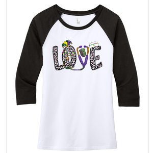 Love Nurse Stethoscope Leopard Fat Tuesday For Mardi Gras Gift Women's Tri-Blend 3/4-Sleeve Raglan Shirt