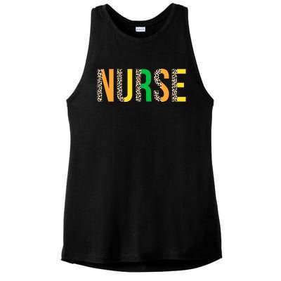 Leopard Nurse St Patrick's Day Funny One Lucky Nurse Irish Gift Ladies PosiCharge Tri-Blend Wicking Tank