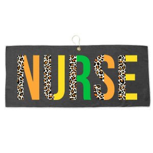 Leopard Nurse St Patrick's Day Funny One Lucky Nurse Irish Gift Large Microfiber Waffle Golf Towel