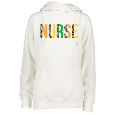 Leopard Nurse St Patrick's Day Funny One Lucky Nurse Irish Gift Womens Funnel Neck Pullover Hood