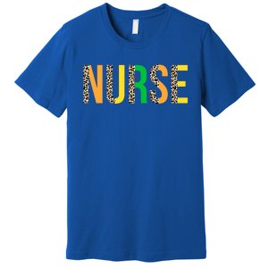 Leopard Nurse St Patrick's Day Funny One Lucky Nurse Irish Gift Premium T-Shirt