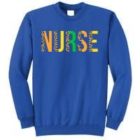 Leopard Nurse St Patrick's Day Funny One Lucky Nurse Irish Gift Tall Sweatshirt