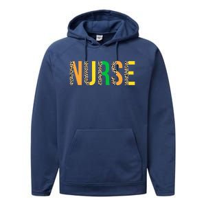 Leopard Nurse St Patrick's Day Funny One Lucky Nurse Irish Gift Performance Fleece Hoodie