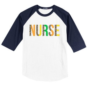 Leopard Nurse St Patrick's Day Funny One Lucky Nurse Irish Gift Baseball Sleeve Shirt