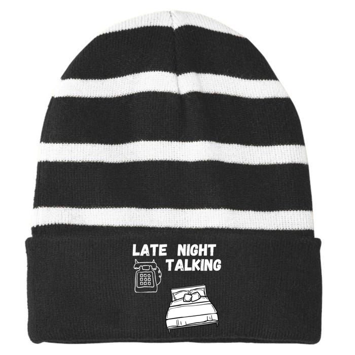 Late Night Talking Striped Beanie with Solid Band