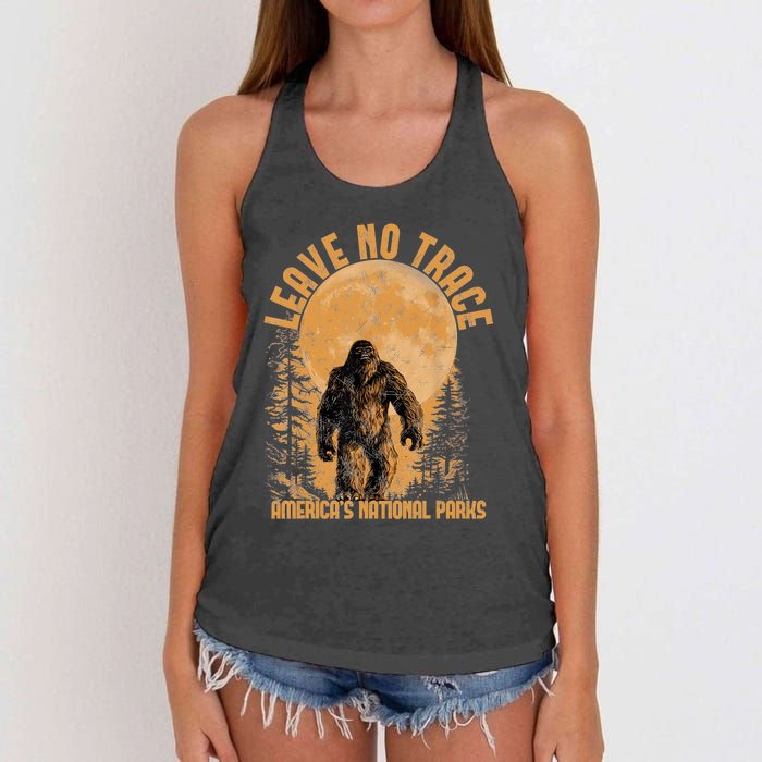 Leave No Trace America National Parks Funny Big Foot Women's Knotted Racerback Tank