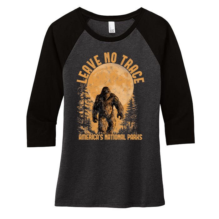 Leave No Trace America National Parks Funny Big Foot Women's Tri-Blend 3/4-Sleeve Raglan Shirt