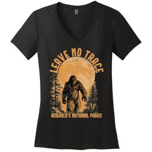 Leave No Trace America National Parks Funny Big Foot Women's V-Neck T-Shirt