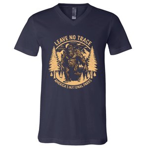 Leave No Trace Big Foot America National Parks V-Neck T-Shirt