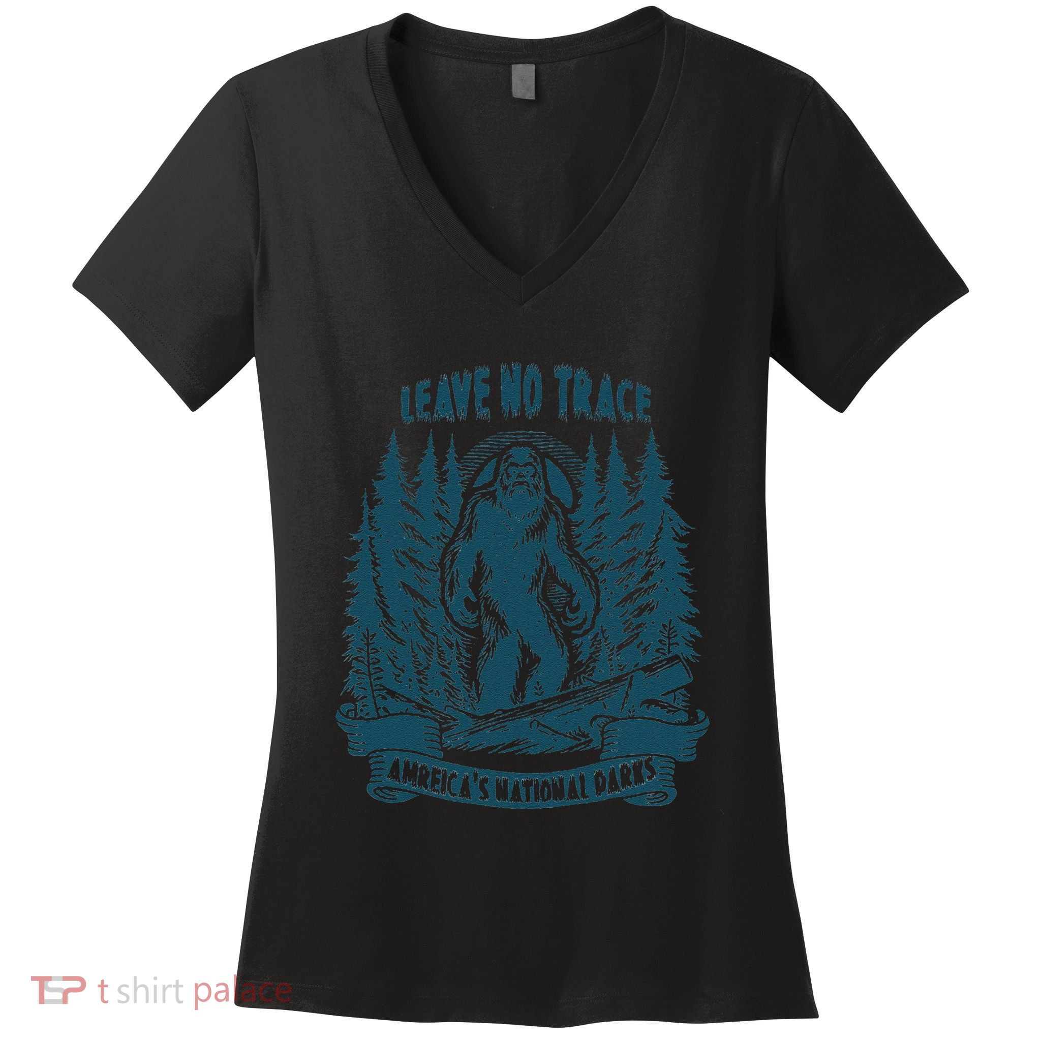 Leave No Trace America National Parks Funny Big Foot Women's V-Neck T-Shirt