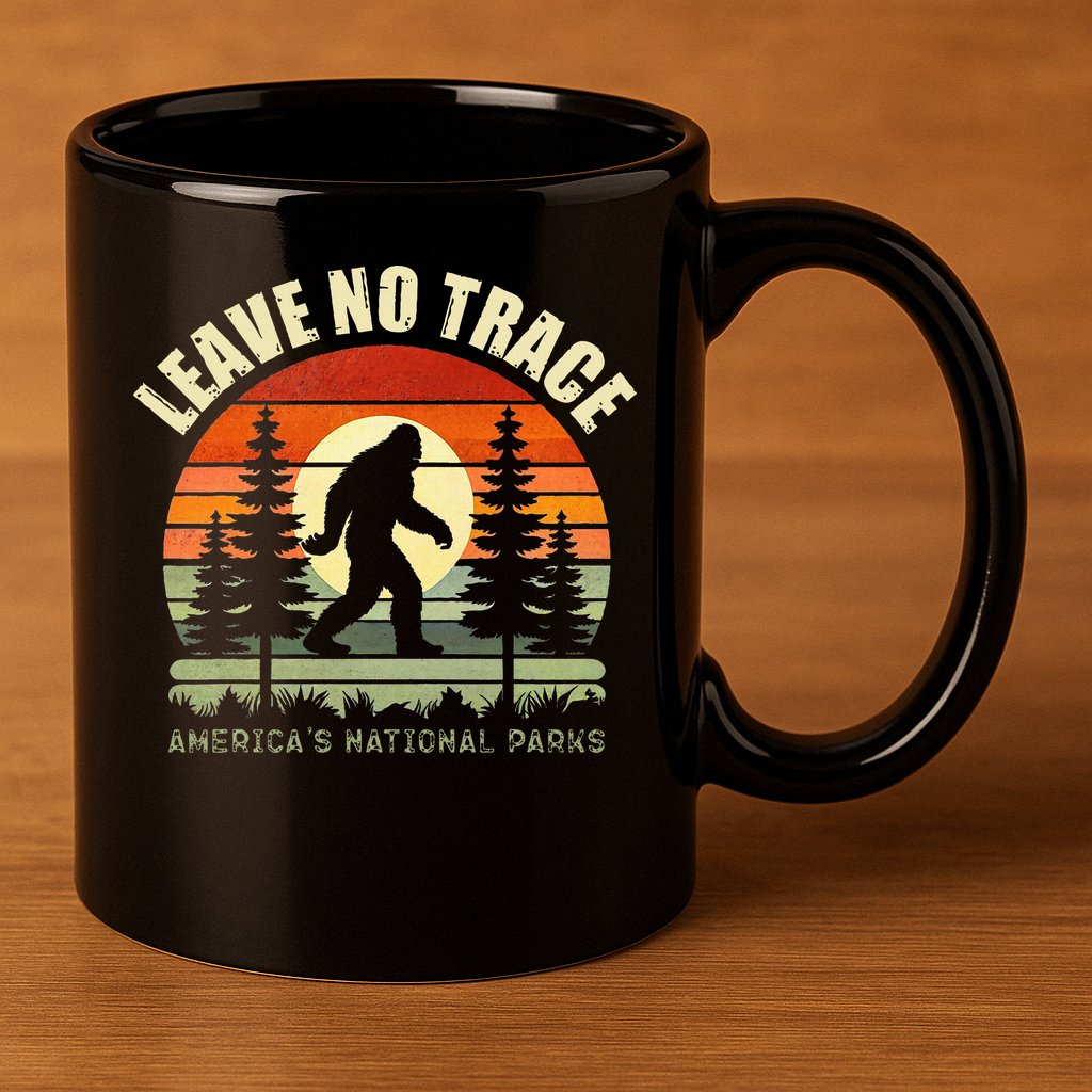Leave No Trace Bigfoot Hiking And Camping 11oz C Handle Ceramic Mug