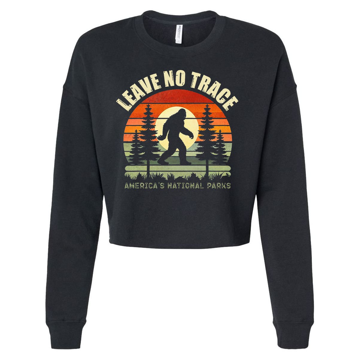 Leave No Trace Bigfoot Hiking And Camping Cropped Pullover Crew