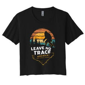 Leave No Trace America National Parks Funny Bigfoot Women's Crop Top Tee