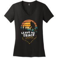 Leave No Trace America National Parks Funny Bigfoot Women's V-Neck T-Shirt