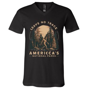 Leave No Trace America National Parks Funny Big Foot V-Neck T-Shirt