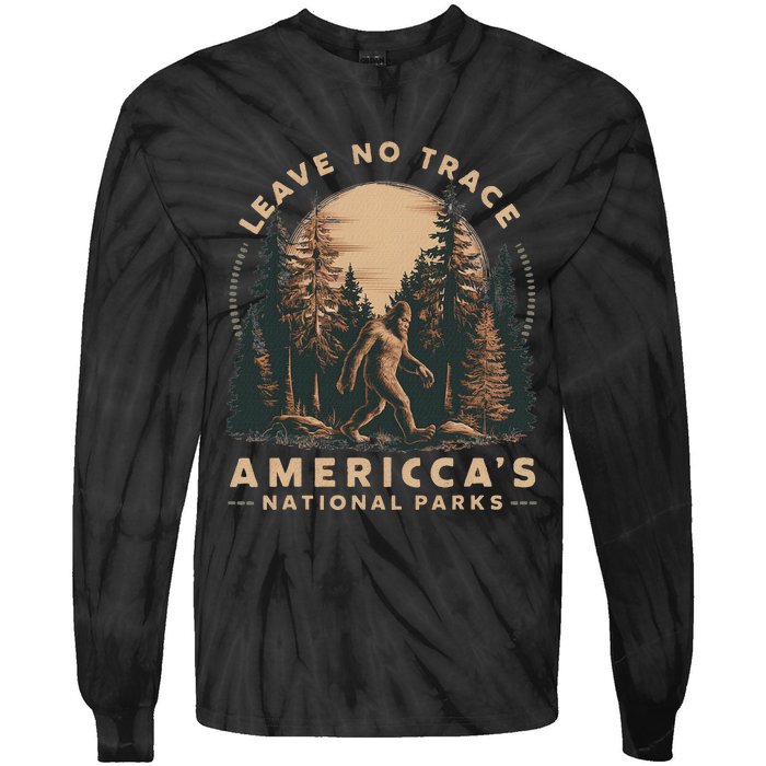 Leave No Trace America National Parks Funny Big Foot Tie-Dye Long Sleeve Shirt