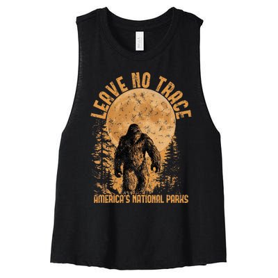 Leave No Trace America National Parks Funny Big Foot Women's Racerback Cropped Tank