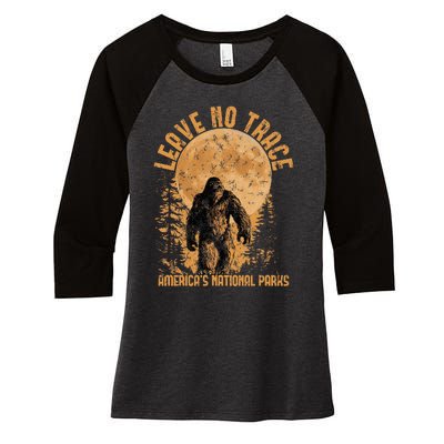 Leave No Trace America National Parks Funny Big Foot Women's Tri-Blend 3/4-Sleeve Raglan Shirt