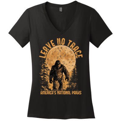 Leave No Trace America National Parks Funny Big Foot Women's V-Neck T-Shirt