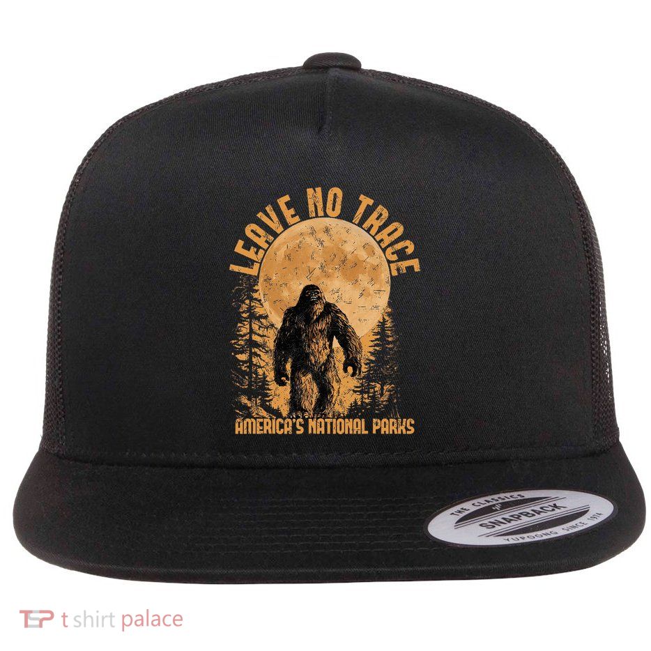 Leave No Trace America National Parks Funny Big Foot Flat Bill Trucker Hat