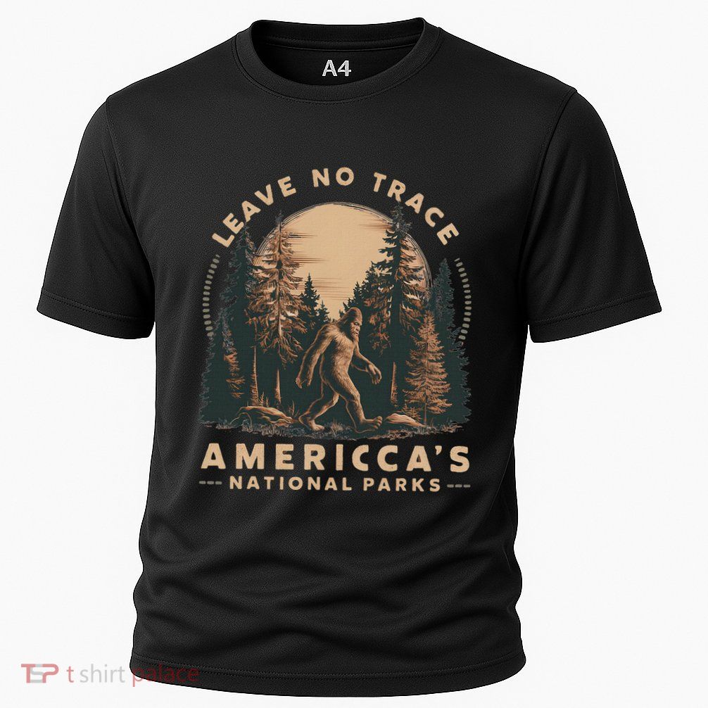 Leave No Trace America National Parks Funny Big Foot Cooling Performance Crew T-Shirt
