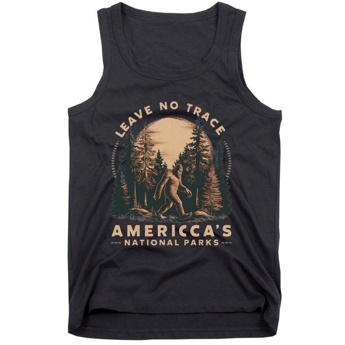 Leave No Trace America National Parks Funny Big Foot Tank Top