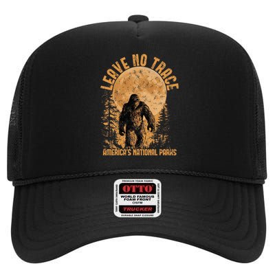 Leave No Trace America National Parks Funny Big Foot High Crown Mesh Back Trucker Hat