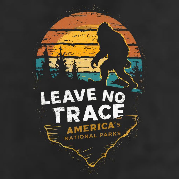 Leave No Trace AmericaS National Parks Funny Bigfoot 7 Panel Mesh Trucker Snapback Hat