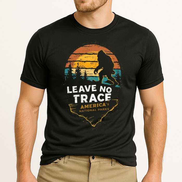 Leave No Trace AmericaS National Parks Funny Bigfoot Cooling Performance Crew T-Shirt