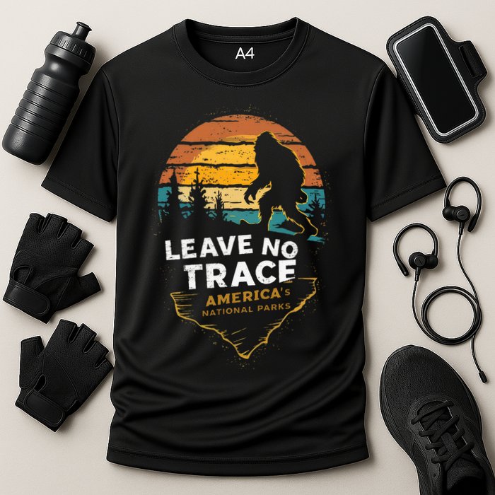 Leave No Trace AmericaS National Parks Funny Bigfoot Cooling Performance Crew T-Shirt